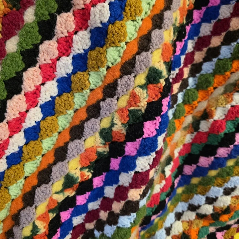 Grandma Afghan Throw‎ Vintage Handmade Blanket 44 X 52